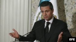 Presidente de México, Enrique Peña Nieto, durante la rueda de prensa ofrecida en Roma